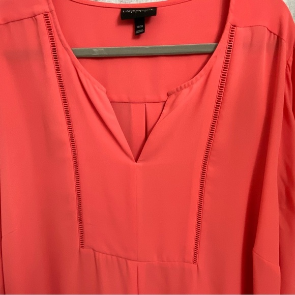 LANE BRYANT / Coral Pop Over Long Sleeve Blouse Size 26/28 - Picture 6 of 10